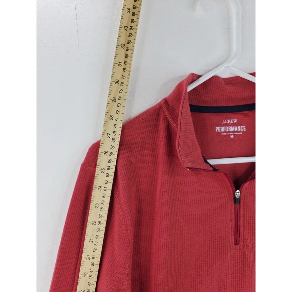 J Crew Performance‎ 1/4 Zip Shirt Men's Medium Red Long Sleeve Activewear Golf
